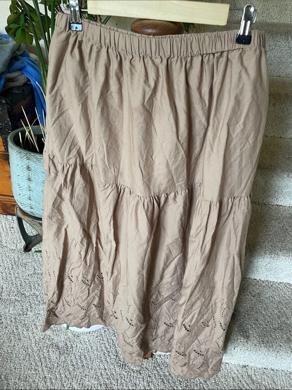 St. john's Bay Beige Tiered Eyelet Maxi Skirt - Women